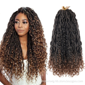 14Inch 18InchGoddess Faux Locs Synthetic Braids Crochet Braid Hair River Locs With Curly End Pre Looped Braiding Hair Extensions